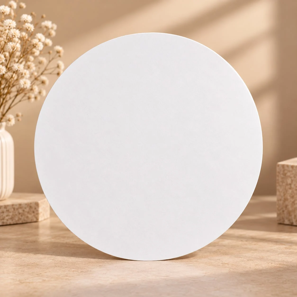 30 cm Beyaz MDF Daire 3 mm – Lazer Kesim Dekoratif Ahşap Plaka